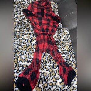 Petco Red & Black Gingham 4 Legged Sweater With Buttons XXL